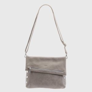 HAMMITT Leather MEDIUM VIP Shoulder/crossbody/clutch  Pewter w/Brushed Silver